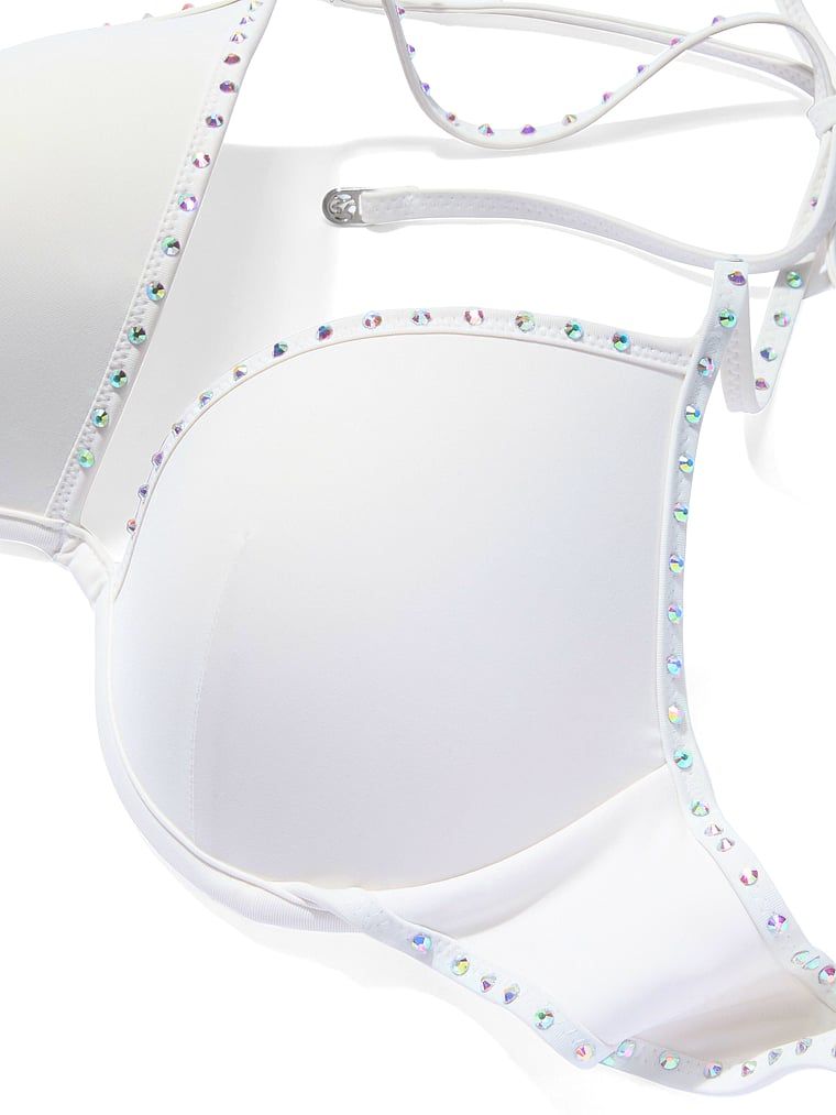 Push-up bikini top pro nevěstu Svatební bling. Produkt je bílé barvy a pochází z kolekce Victoria's Secret Swim.