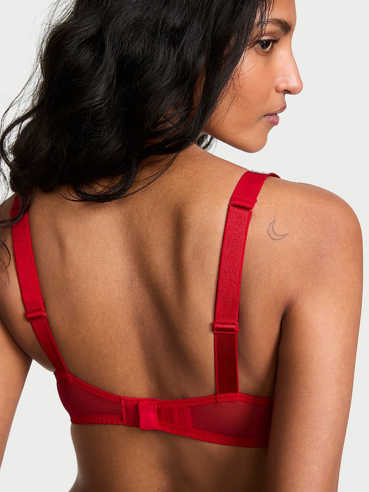 Push-up krajková zvětšovací podprsenka pro 2 velikosti Bombshell Shine Strap. Produkt je červené barvy a pochází z kolekce Very Sexy.