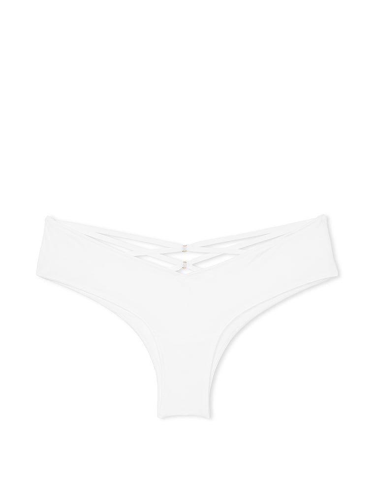 Kalhotky s ramínky vzadu a vysoko střiženými nohavicemi Strappy-Back Cheeky. Produkt je bílý a pochází z kolekce Very Sexy.