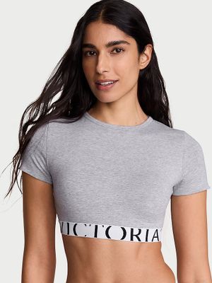 T-shirt Bavlněný braletkový crop top s krátkými rukávy