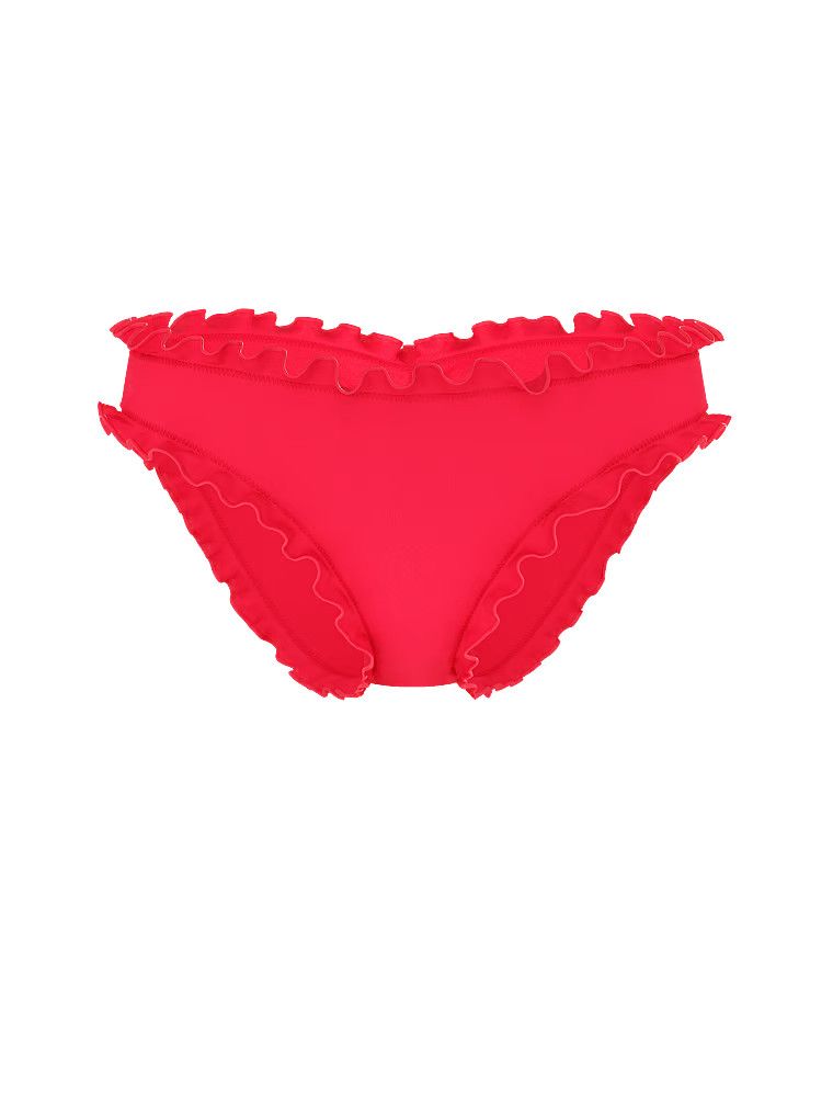 Základní nabírané šaty Cheeky spodní díl bikin. Produkt je růžový a pochází z kolekce Victoria's Secret Swim.