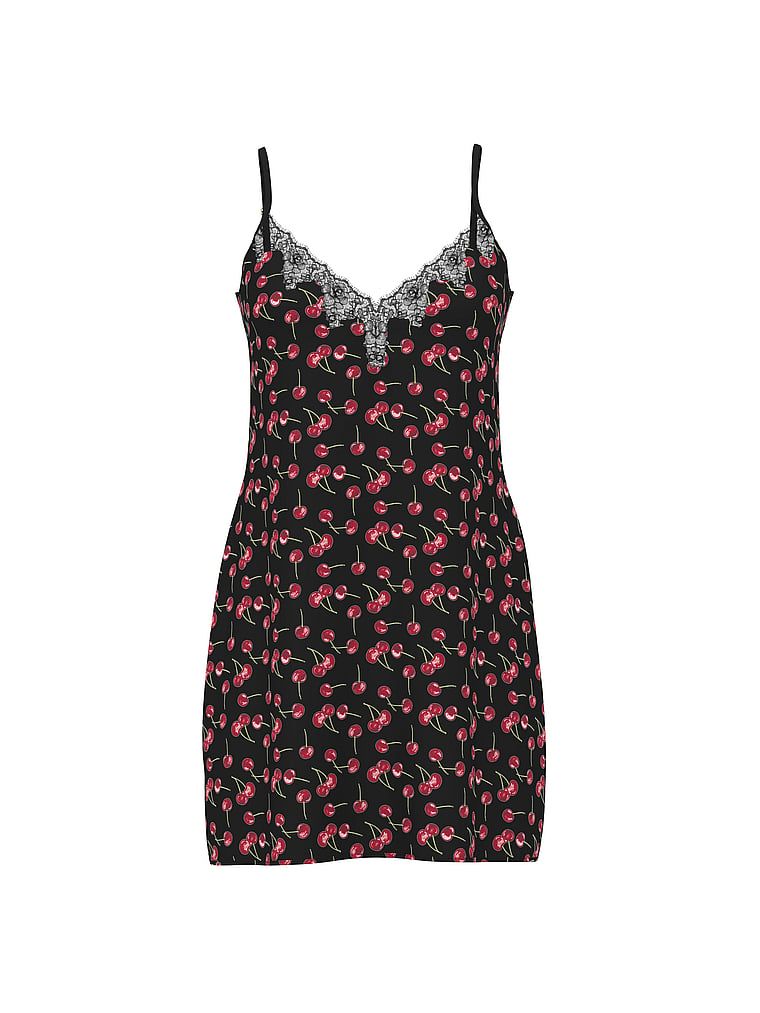 Satenová a saténová noční košile Rose Slip. Produkt je vzorovaný a pochází z kolekce Very Sexy.