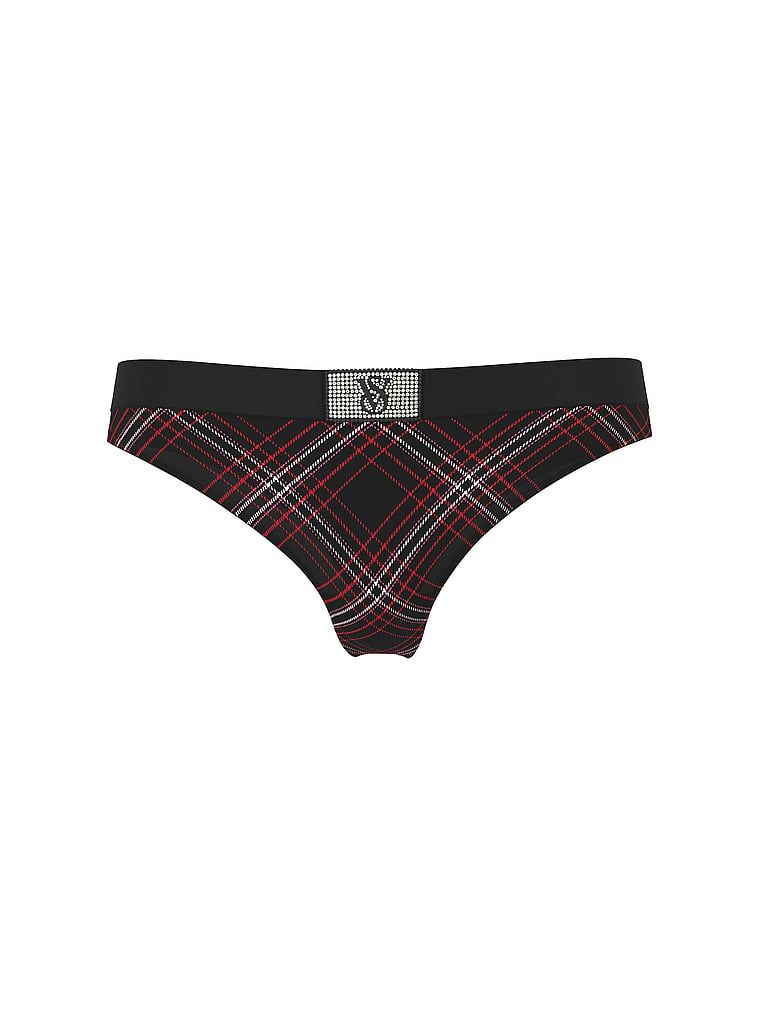 Bavlněná tanga s logem Shine Patch Velvet. Produkt je vzorovaný a pochází z kolekce Body by Victoria.