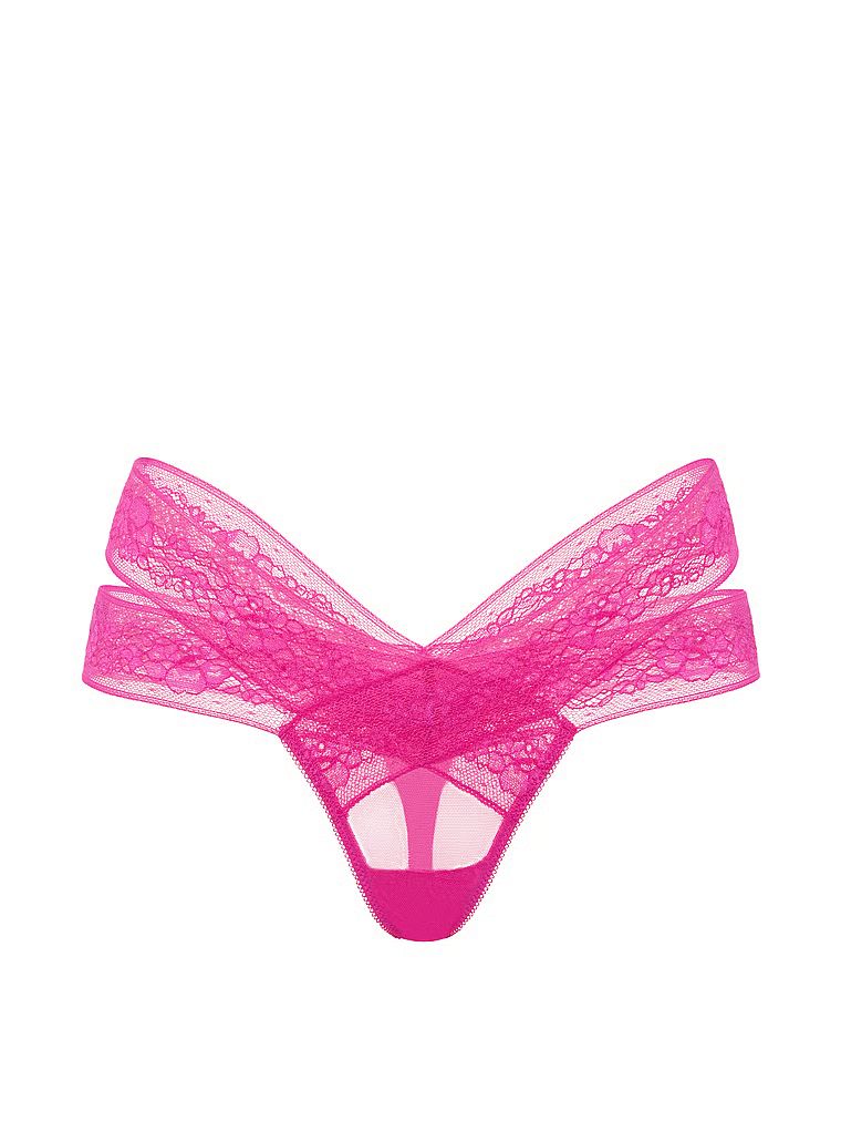 Tanga s výstřihy a krajkou s páskami. Produkt je růžové barvy a pochází z kolekce Very Sexy.