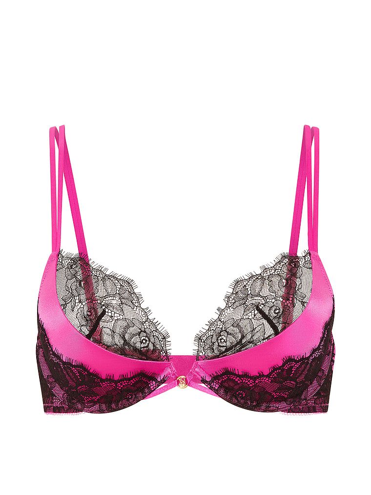 Podprsenka na push-up s hlubokými krajkovými vložkami. Produkt je růžové barvy a pochází z kolekce Very Sexy.