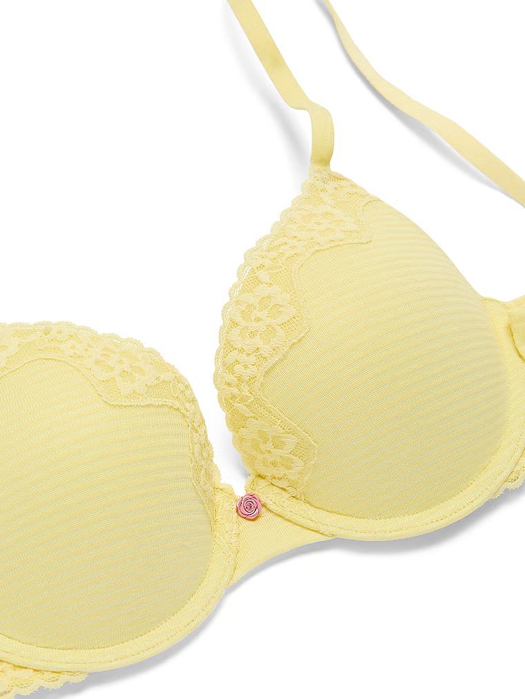 Push-up bavlněná podprsenka Perfect Shape Shadow Stripe. Produkt je žluté barvy a pochází z kolekce triček.