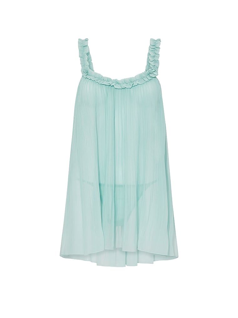 Plisovaná volánová babydoll a tanga. Produkt je modré barvy a pochází z kolekce Dream Angels.