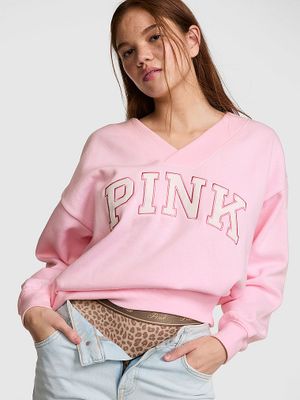 PINK Mikina Campus Fleece s výstřihem do V