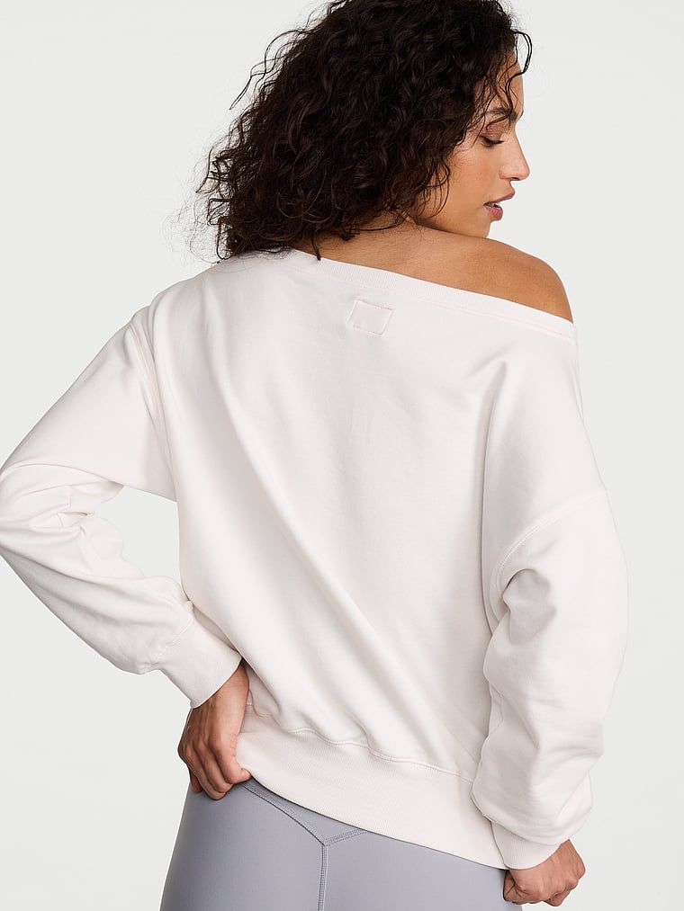 Bavlněná mikina s výstřihem Terry Boatneck. Produkt je bílé barvy a pochází z kolekce Angel Essentials.