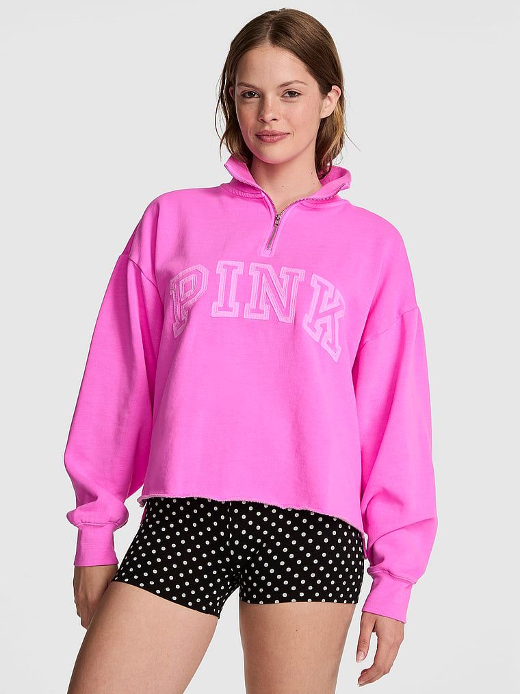 Mikina rovného střihu s krátkým zipem Campus Fleece
