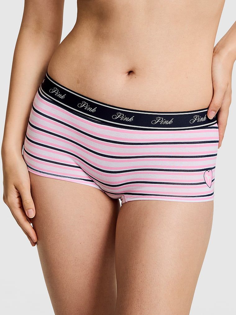 PINK Bavlněné kalhotky boyshort s logem