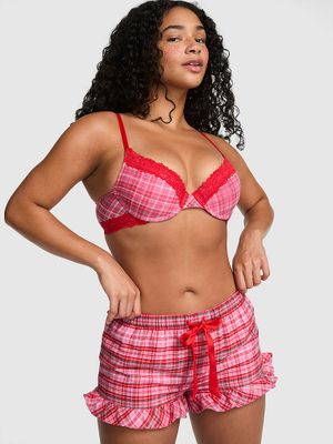 PINK Flanelové pyžamové šortky Favorite Flannel s volánkem