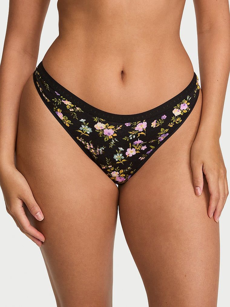 Victoria's Secret Tanga z elastické bavlny vysoko vykrojená