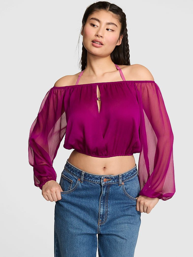 Halenka Chiffon s odhalenými rameny