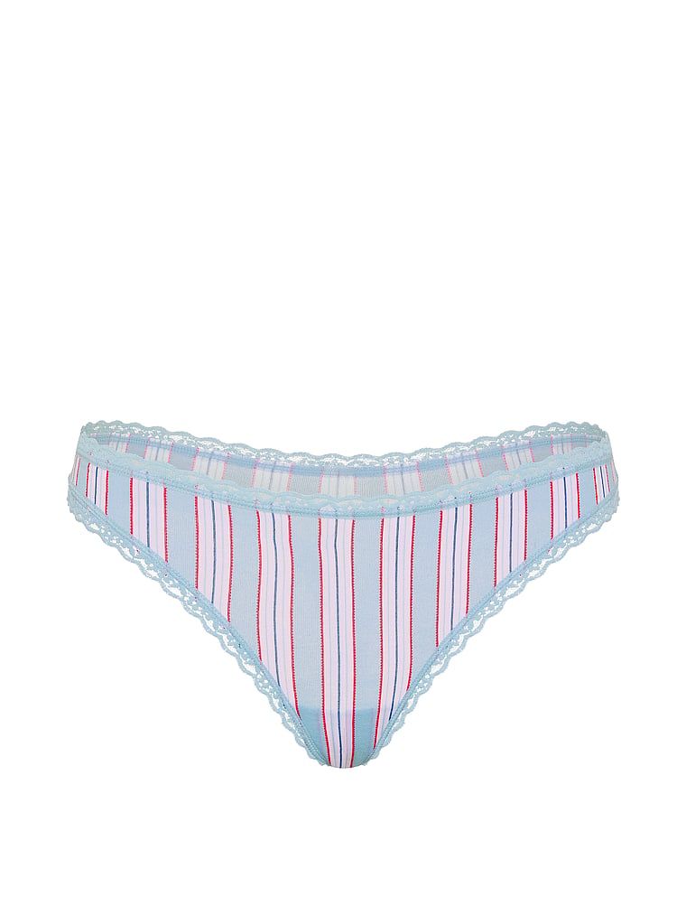 Bavlněné tanga s krajkou na okrajích Lace-Waist. Produkt je vzorovaný a pochází z kolekce Lace Trim.