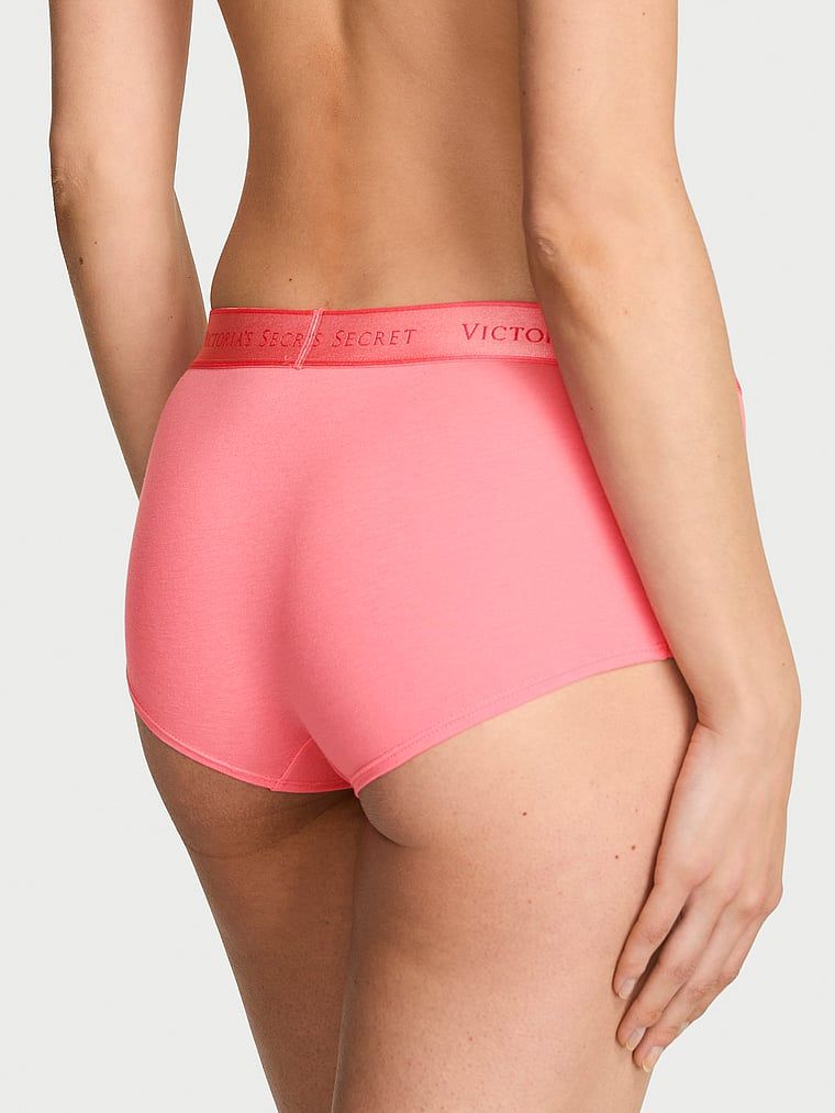 Bavlněné kraťasy s logem v pase Boyshort. Produkt je růžové barvy a pochází z kolekce Cotton.