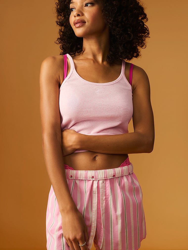 Mix & Match bavlněné noční top. Produkt je růžové barvy a pochází z kolekce Victoria's Secret.