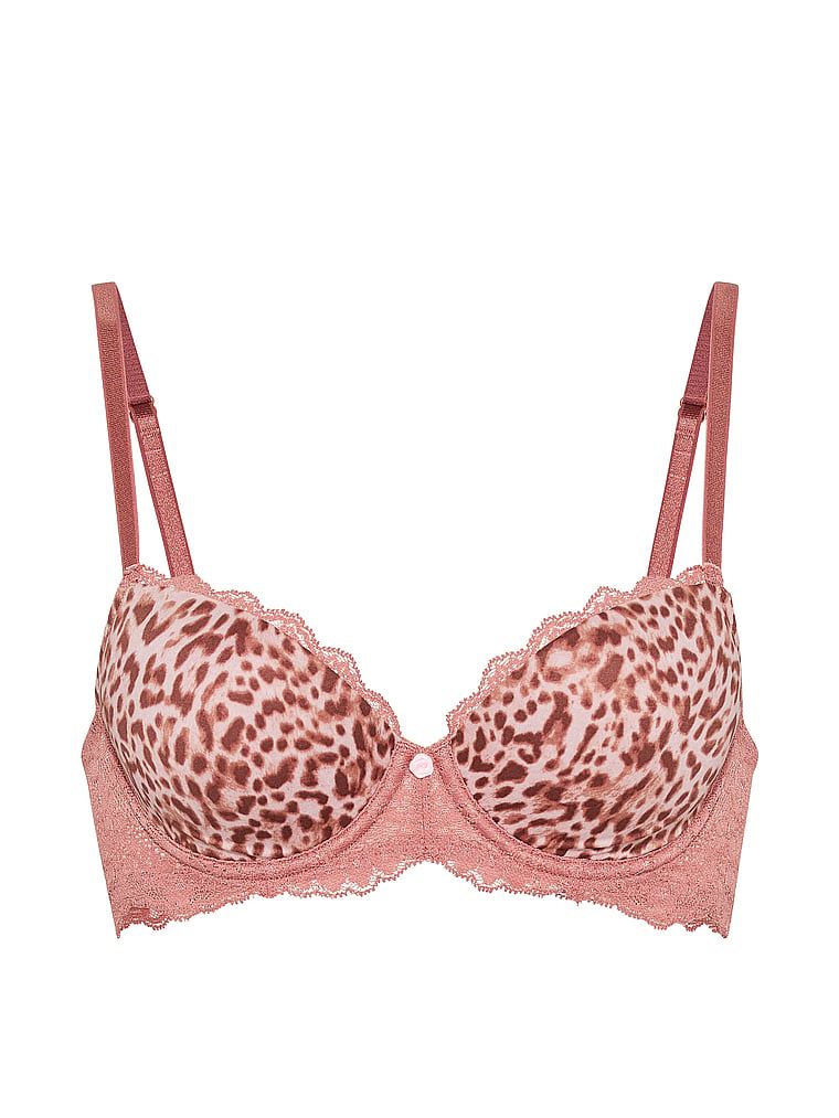 Mírně vycpaná podprsenka s krajkou Lace Demi. Produkt je vzorovaný a pochází z kolekce Dream Angels.