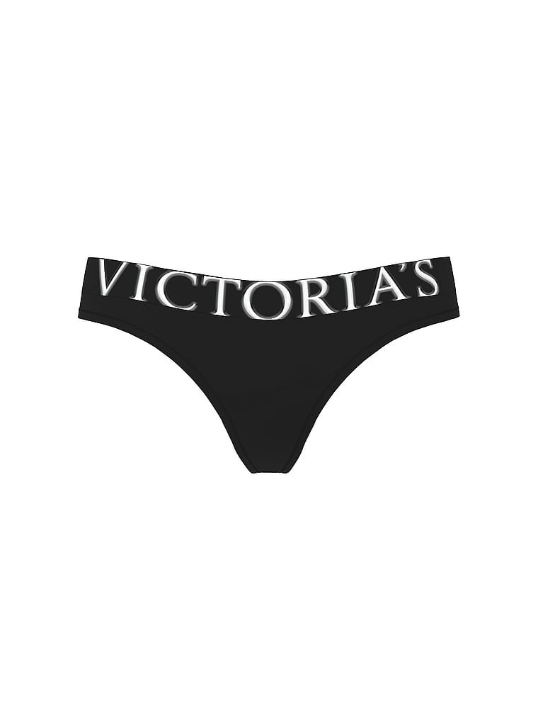 Logo s výbuchem bavlněných tang. Produkt je černý a pochází z kolekce Cotton.