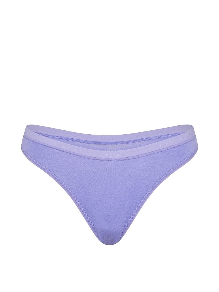 Bavlněné tanga s vysokými nohavičkami. Produkt je modré barvy a pochází z kolekce Victoria's Secret.