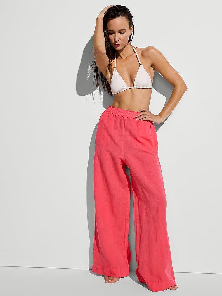 Victoria's Secret Swim Plážové lněné kalhoty