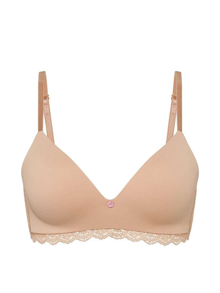 Podprsenka na kliky bez kostic, hladká a krajková. Produkt je béžové barvy a pochází z kolekce Dream Angels.