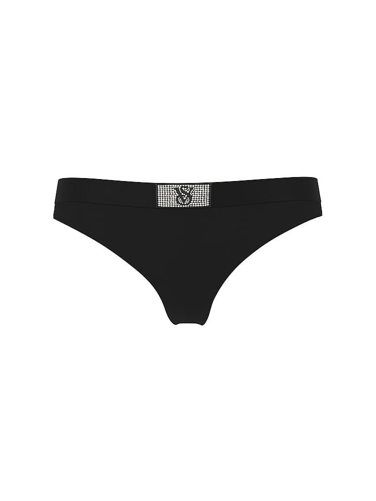 Bavlněná tanga s lesklým logem Shine Patch. Výrobek je černý a pochází z kolekce Cotton.