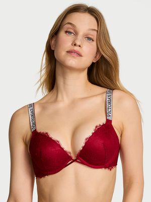 Very Sexy Krajková push-up podprsenka s lesklými ramínky