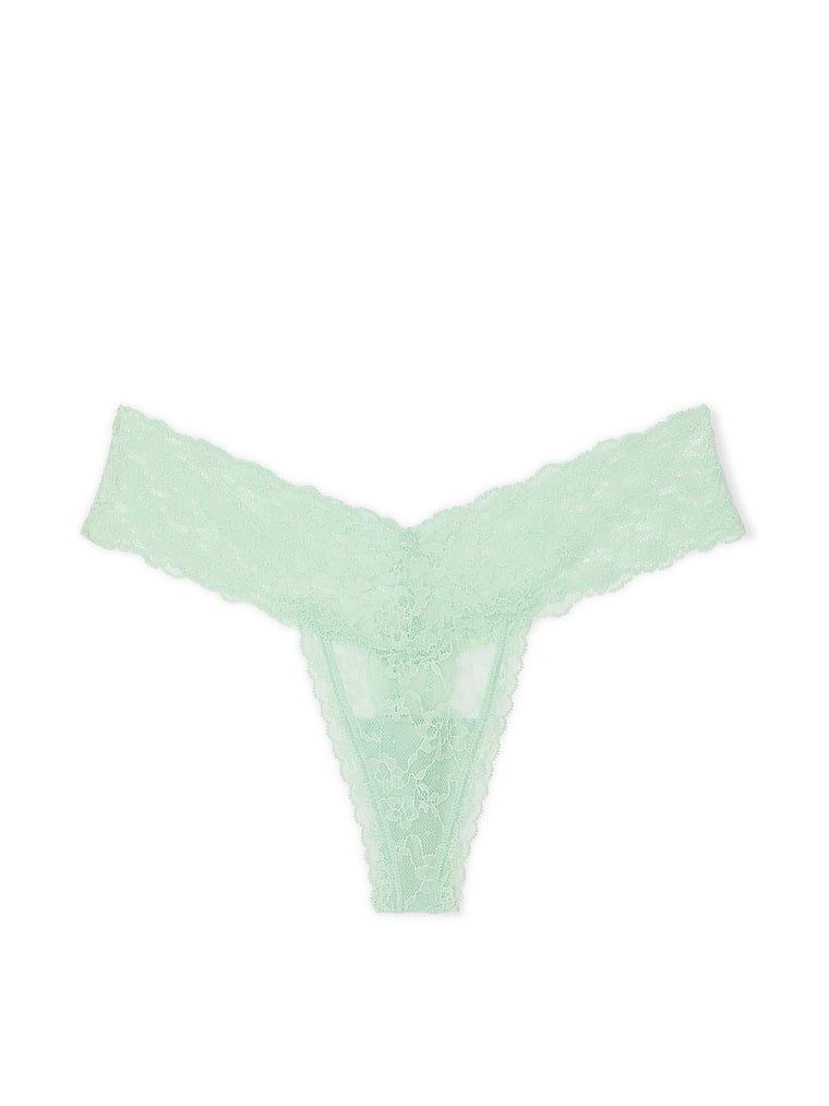 Krajková krajková tanga. Produkt je zelený a pochází z kolekce Lacie.