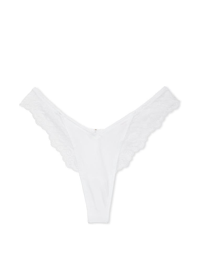 Tanga s vysokým lemem a krajkovým lemem. Produkt je bílý a pochází z kolekce Very Sexy.