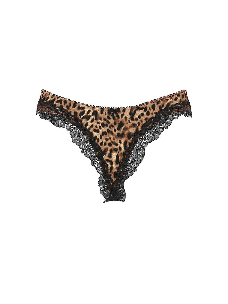 Teaseovy tanga s vysokým výstřihem. Produkt má barevný potisk a pochází z kolekce Victoria's Secret.