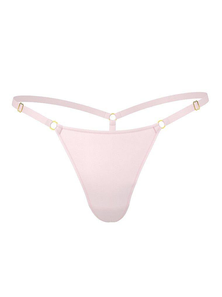 Tanga s nastavitelnými popruhy Hardware. Produkt má růžovou barvu a pochází z kolekce Body by Victoria.