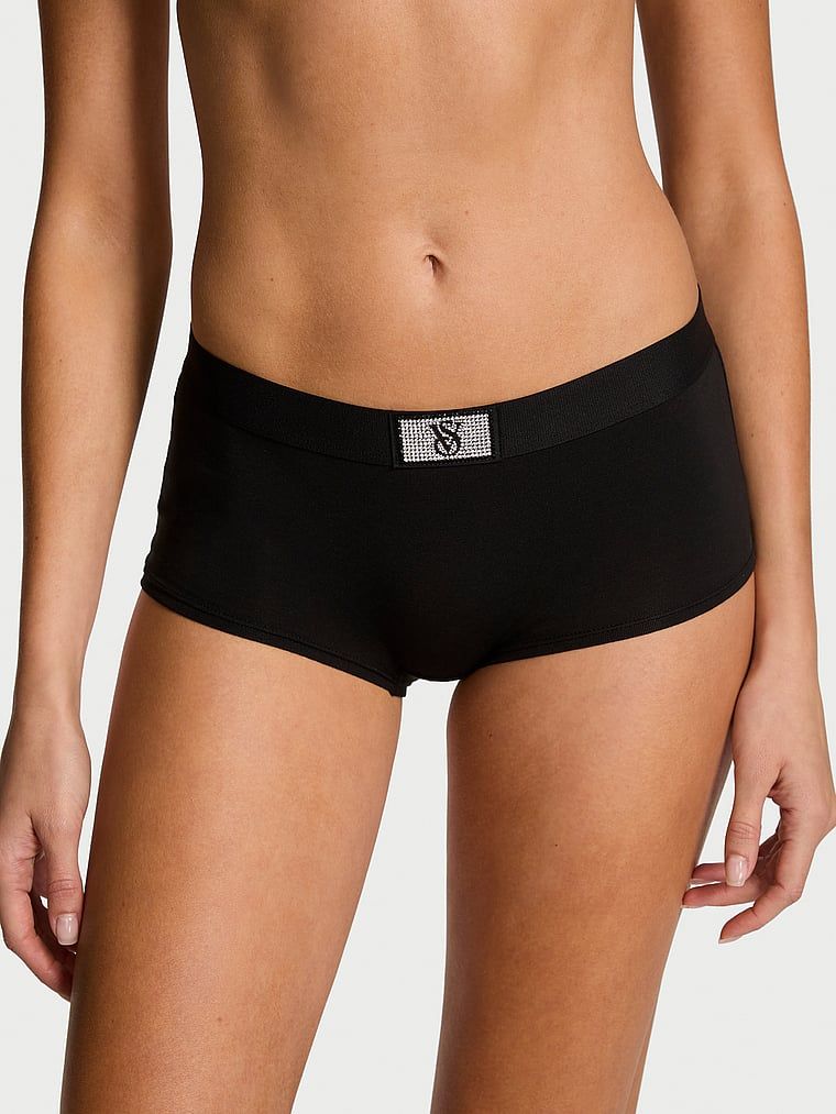 Bavlněné šortky s lesklým logem Shine Patch. Výrobek je černý a pochází z kolekce Cotton.