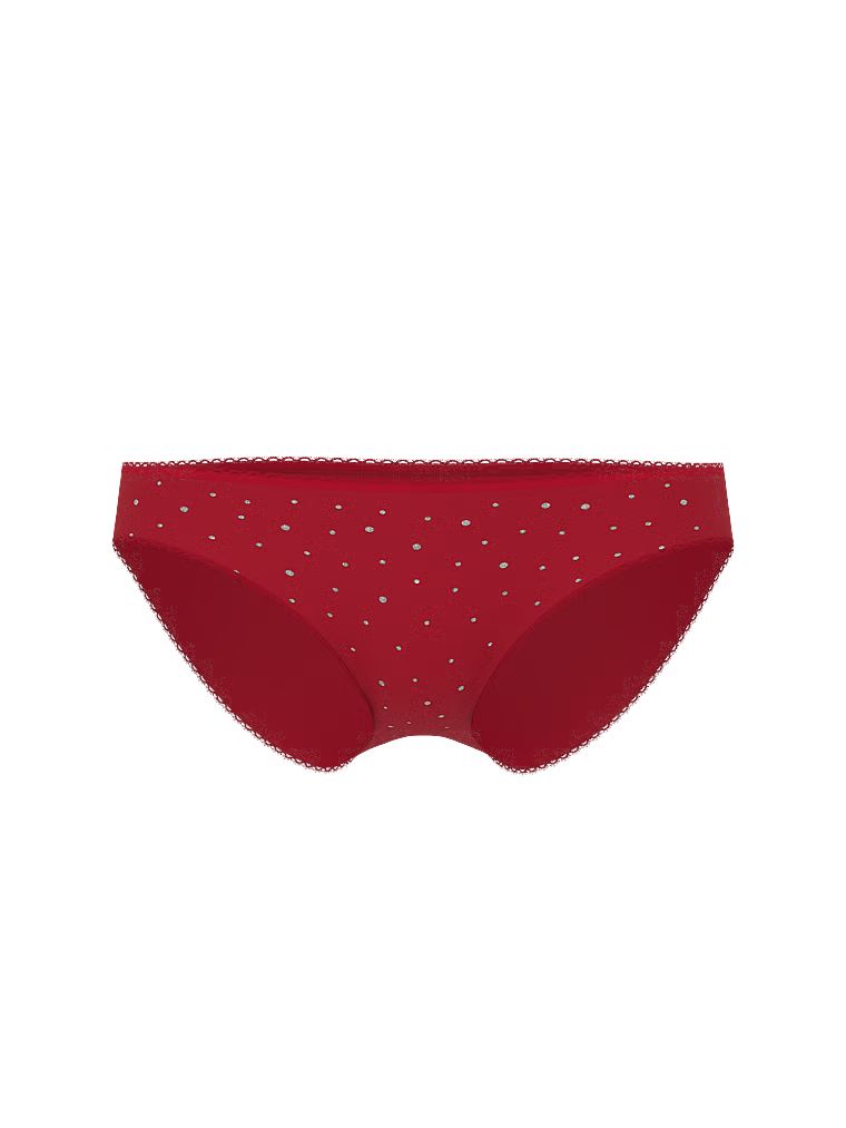 Bavlněné kalhotky s flitry Sparkle Hiphugger. Produkt má červenou barvu a pochází z kolekce Victoria's Secret.