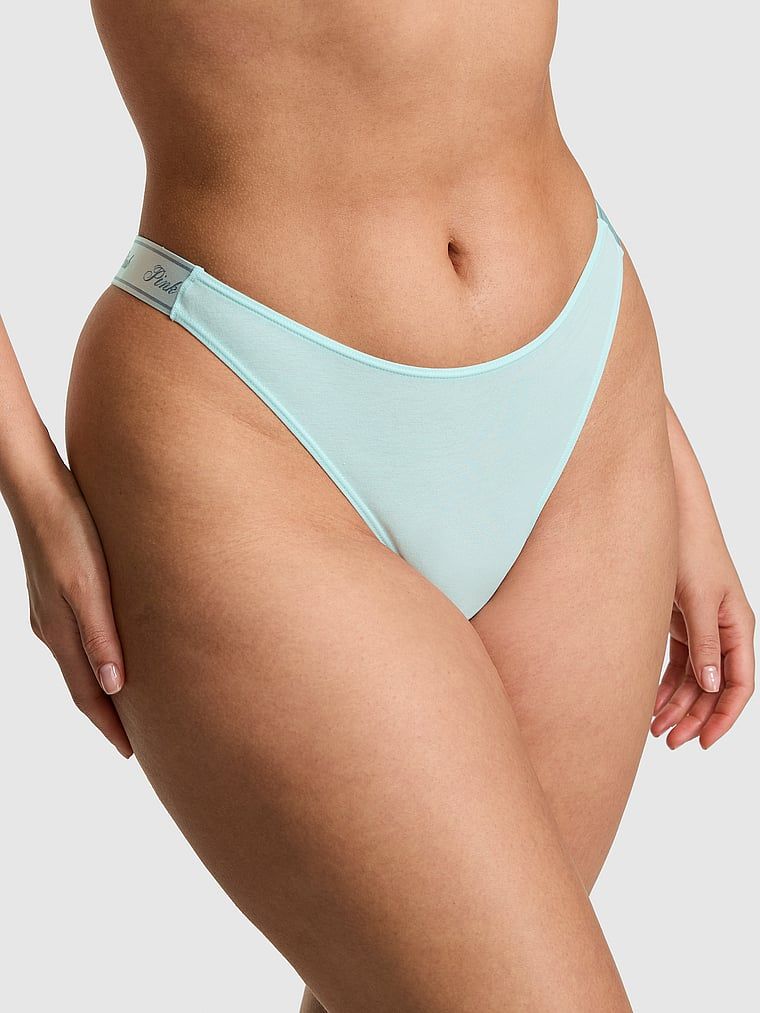 Logo Bavlněné Shine S vysokým vykrojením Tanga Kalhotky