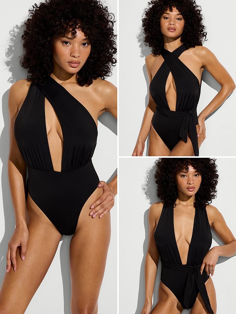 Jednodílné plavky Essential Multiway. Produkt je modré barvy a pochází z kolekce Victoria's Secret Swim.