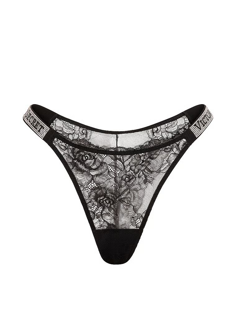 Brazilské krajkové kalhotky s brazilskými proužky Shine Strap. Produkt je černý a pochází z kolekce Very Sexy.