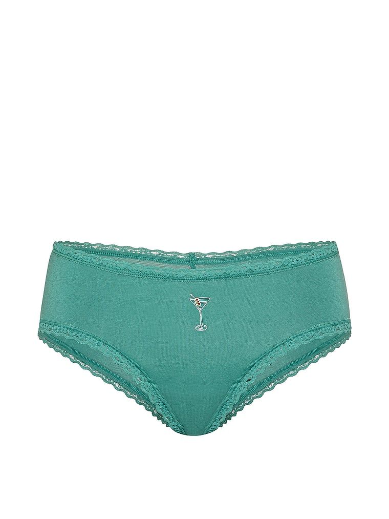 Bavlněné kalhotky s krajkou na okrajích Lace-Waist Cheeky. Produkt je vzorovaný a pochází z kolekce Lace Trim.