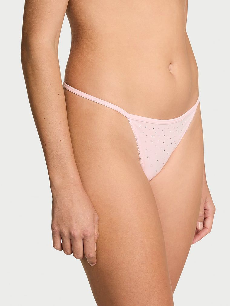 Victoria's Secret Bavlněná, elastická, třpytivá pásková tanga