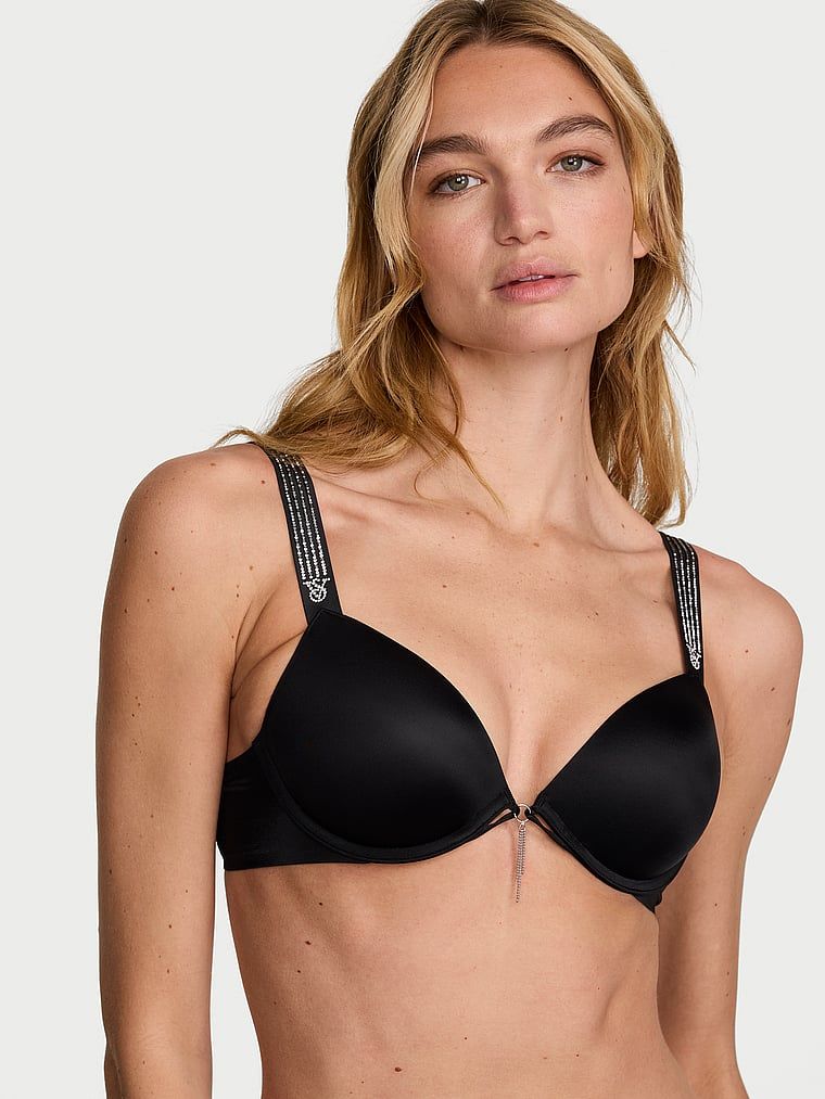 Very Sexy Push-up podprsenka s ombré proužky a lesklými ramínky