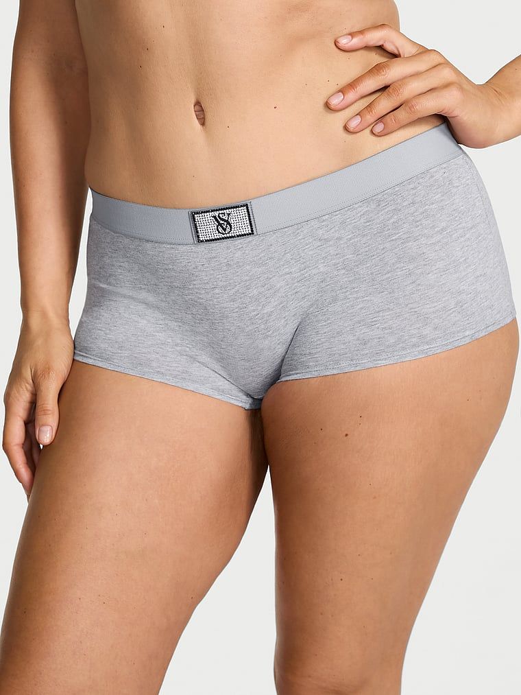 Bavlněné šortky s lesklým logem Shine Patch. Produkt je šedé barvy a pochází z kolekce Cotton.