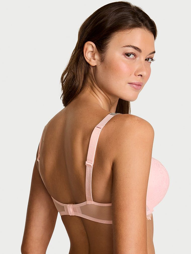 Zvětšovací podprsenka push-up krajka pro 2 velikosti Bombshell Shine Strap. Produkt má růžovou barvu a pochází z kolekce Very Sexy.