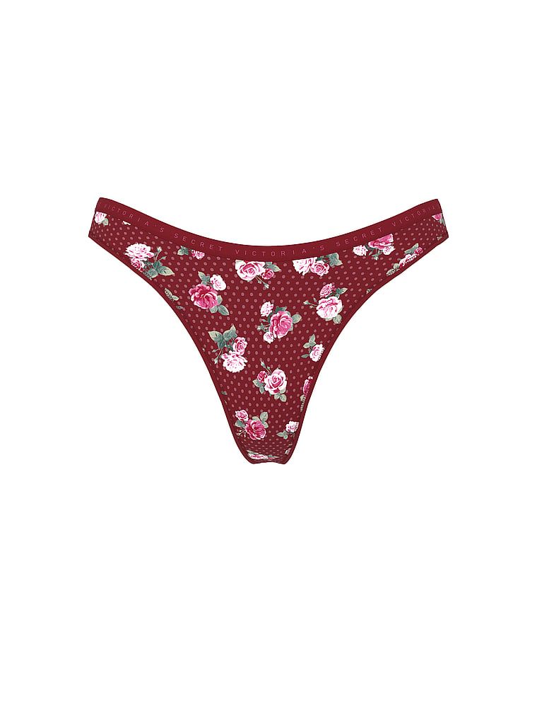 Bavlněná tanga s vysokými nohavicemi. Produkt má květinový vzor a pochází z kolekce Victoria's Secret.