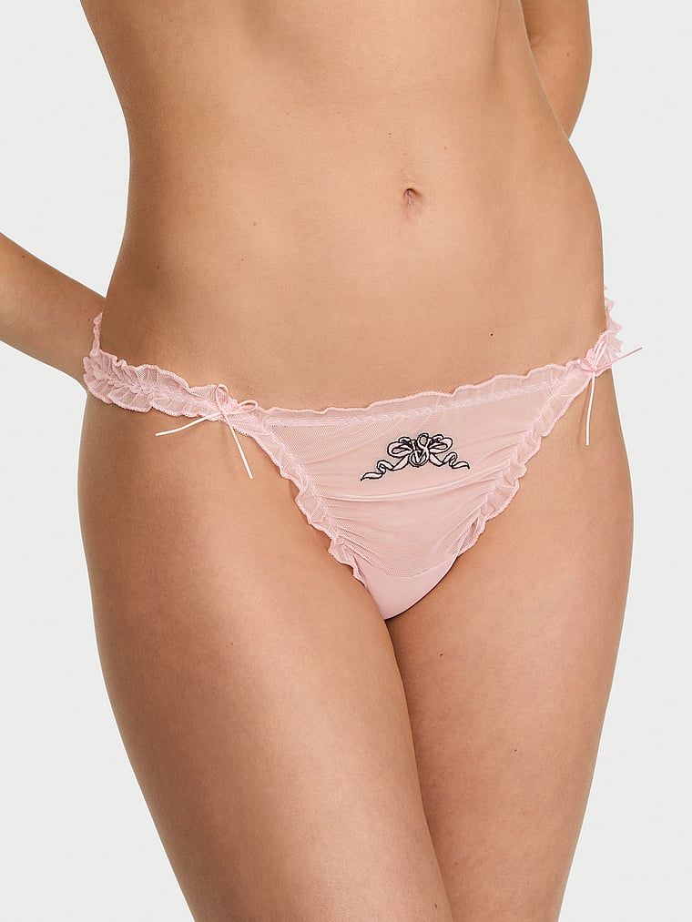 Dream Angels Tanga ze síťoviny s volánky a mašličkami