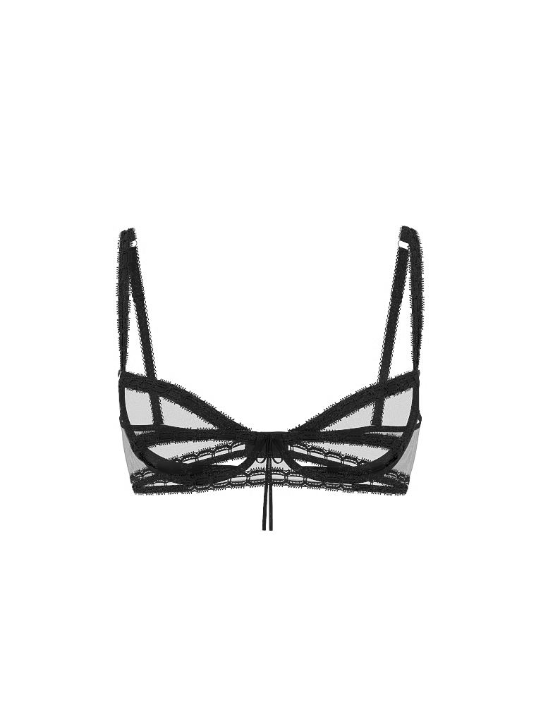 Wicked Ribbon Slot Nepolstrovaná Balconette podprsenka. Produkt je černý a pochází z kolekce Dream Angels.