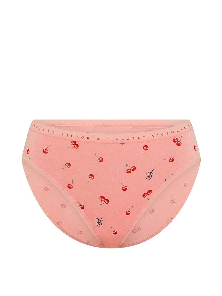Bavlněné slipy s vysoko střiženými nohavičkami. Produkt má vzorovanou barvu a pochází z kolekce Victoria's Secret.