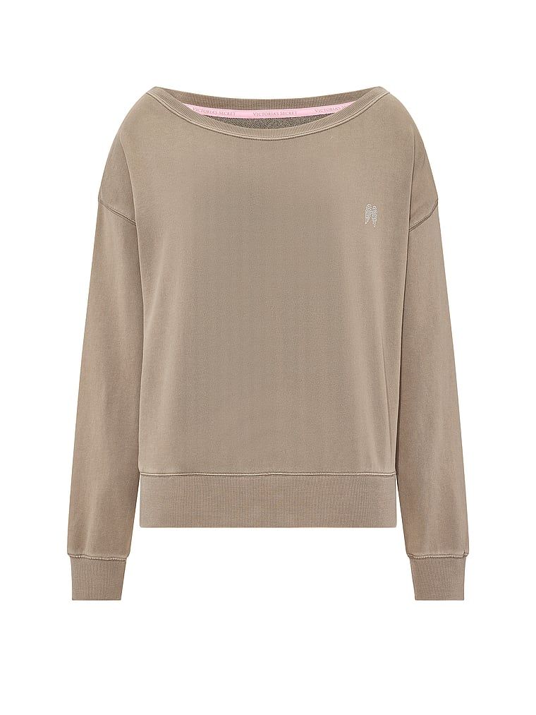 Bavlněná mikina s výstřihem Terry Boatneck. Produkt je béžové barvy a pochází z kolekce Angel Essentials.
