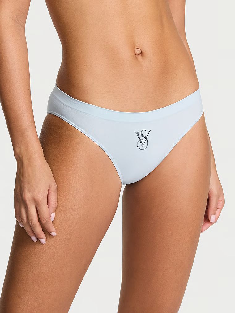 Kalhotky s lesklým logem Seamless Sparkle Bikini. Produkt má modrou barvu a pochází z kolekce Bezešvé.