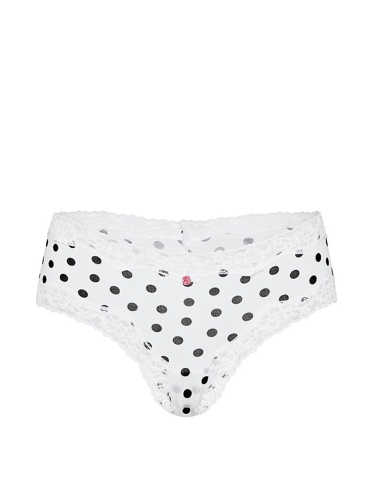 Bavlněné kalhotky s krajkou na okrajích Lace-Waist Cheeky. Produkt je vzorovaný a pochází z kolekce Lace Trim.