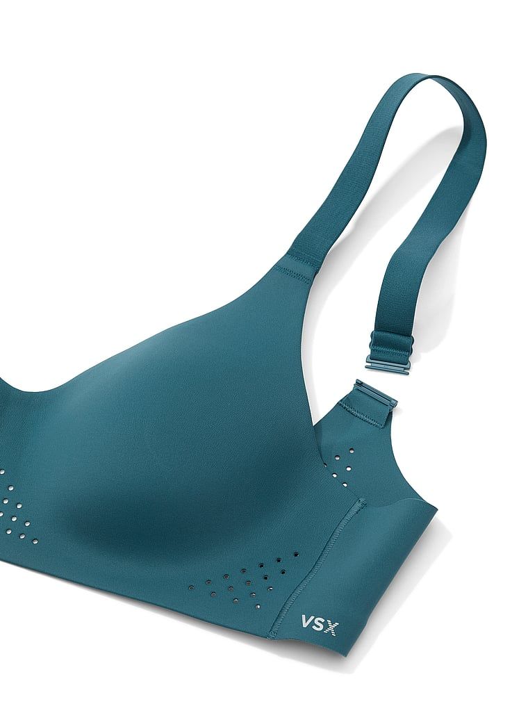 Sportovní podprsenka s výstřihem do V VSX Featherweight. Produkt je modré barvy a pochází z kolekce VSX.